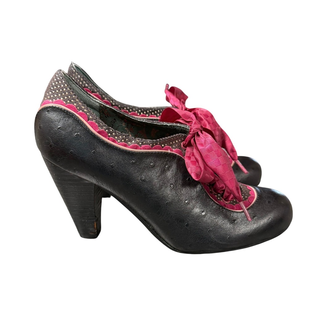 Poetic License Backlash Leather Lace-up Oxford Heels Black & Burgundy